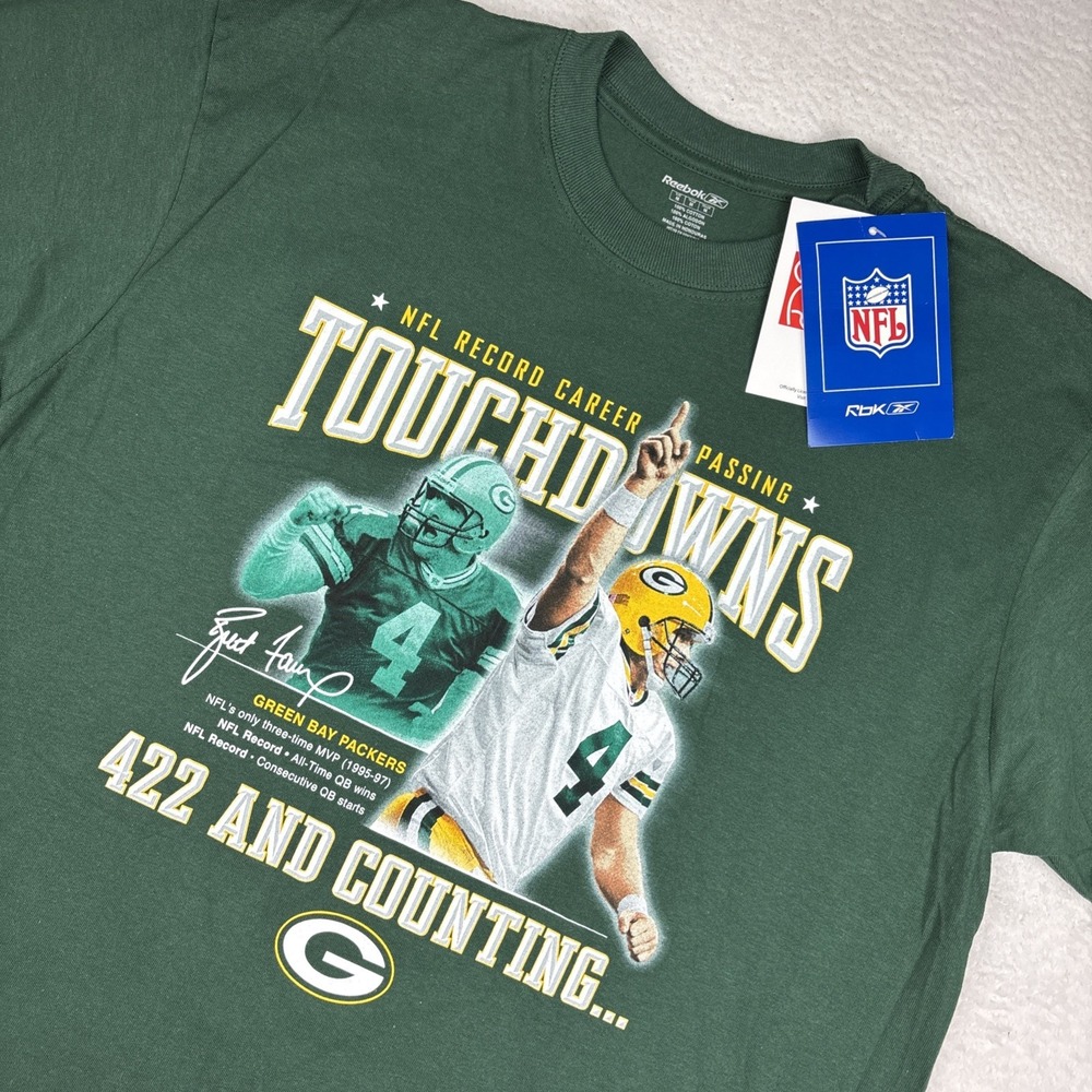 NEW VINTAGE 00s Green Bay Packers Shirt Mens Medium Brett Favre Deadstock Tee
